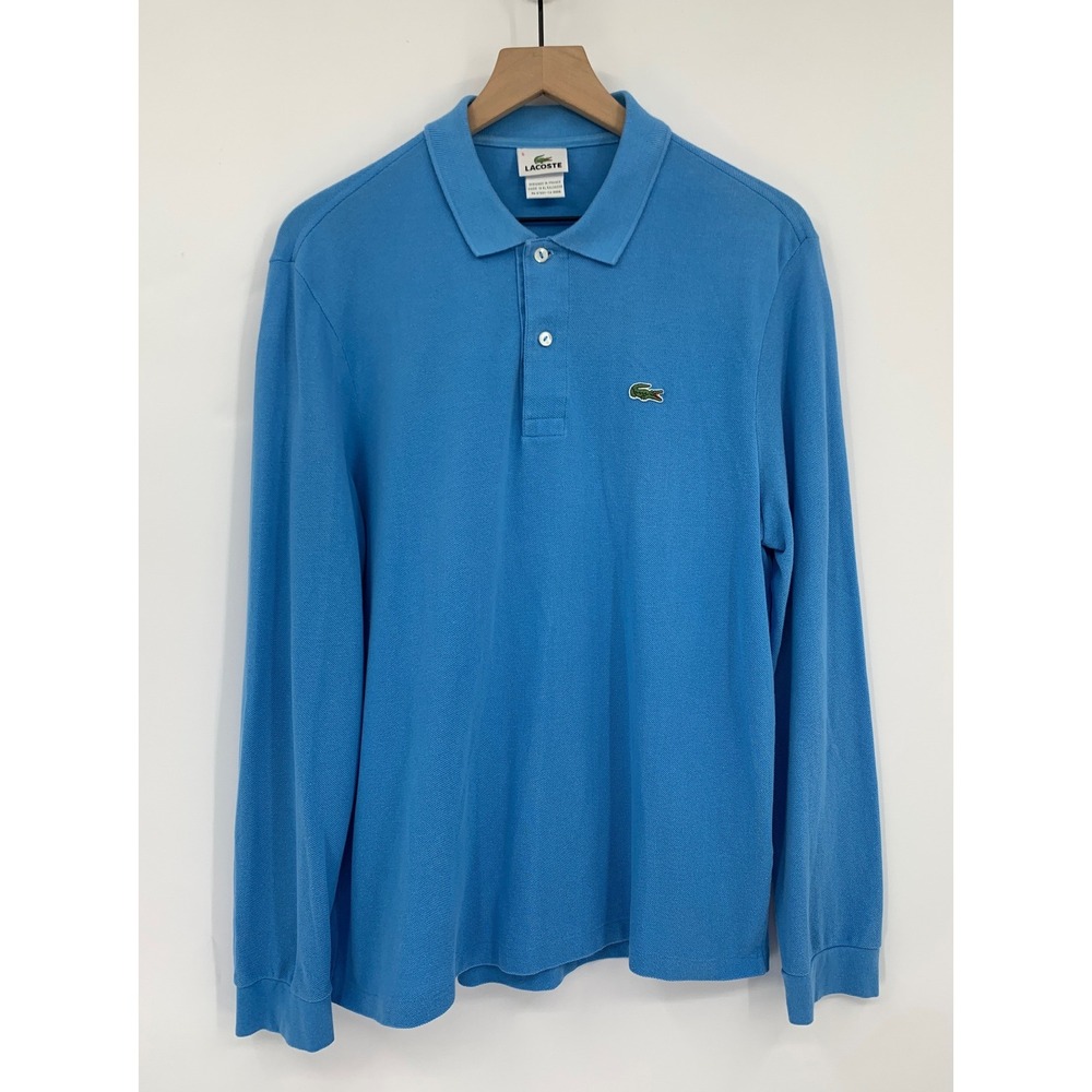 Lacoste Long Sleeve Polo Shirt Mens Large/5 Blue Pique Cotton Classic Fit Preppy